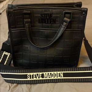 Steve Madden Embossed Black Messenger Bag